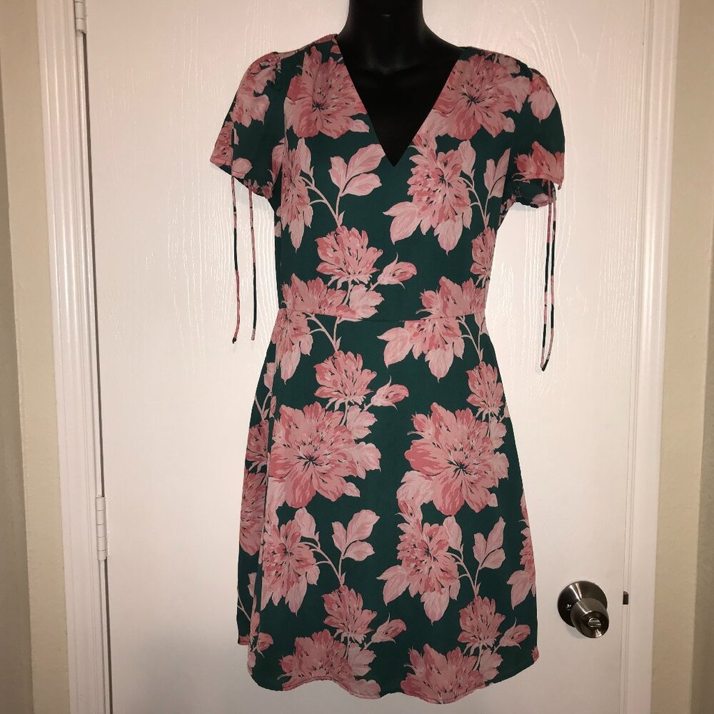 J. Crew Mercantile Green and Pink Floral Print Dress